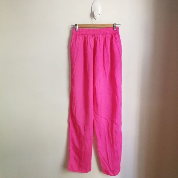 VINTAGE Y2K Bubble Pink Satin Light Silky High-rise Tapered Trouser Pants Small - Picture 14 of 14